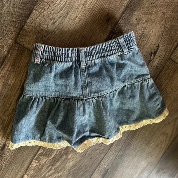 SET Baby Girl's Denim Skirt Size 18- 24 Months Floral Embroidered Blue Black - Picture 8 of 13